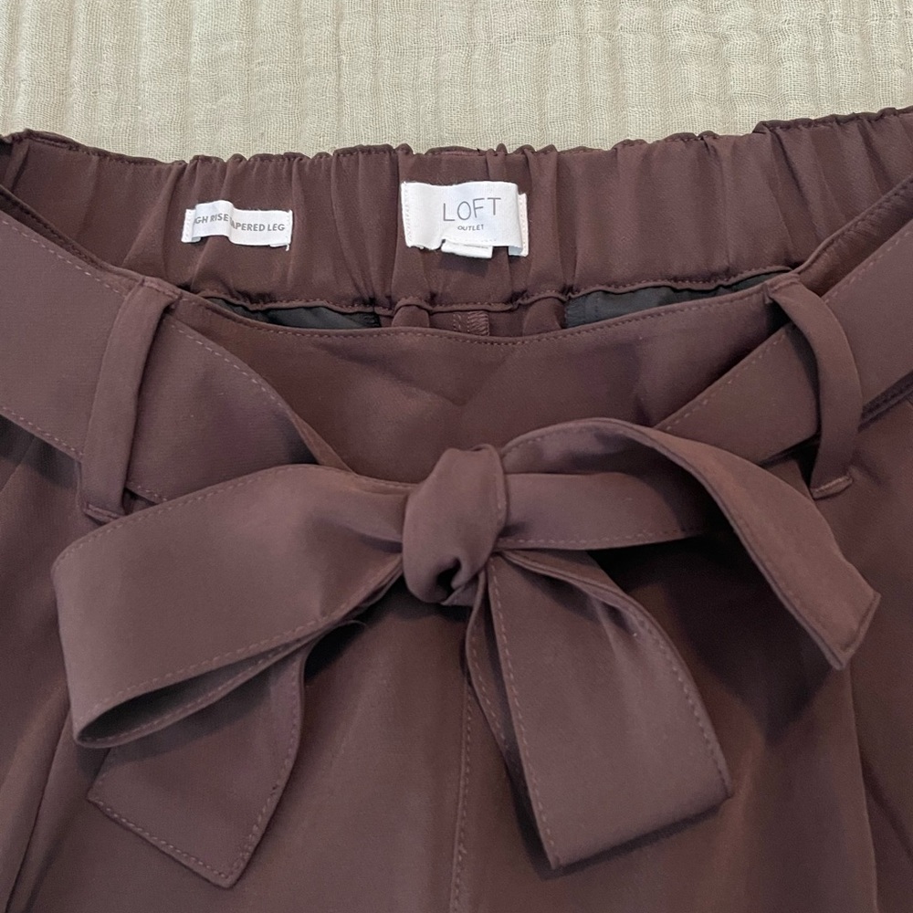 LOFT Oulet Chocolate Tie-Waist Trousers